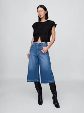 Dżinsy typu culotte z wysokim stanem