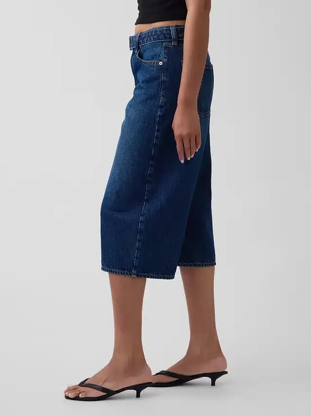 Dżinsy typu culotte z wysokim stanem i paskiem