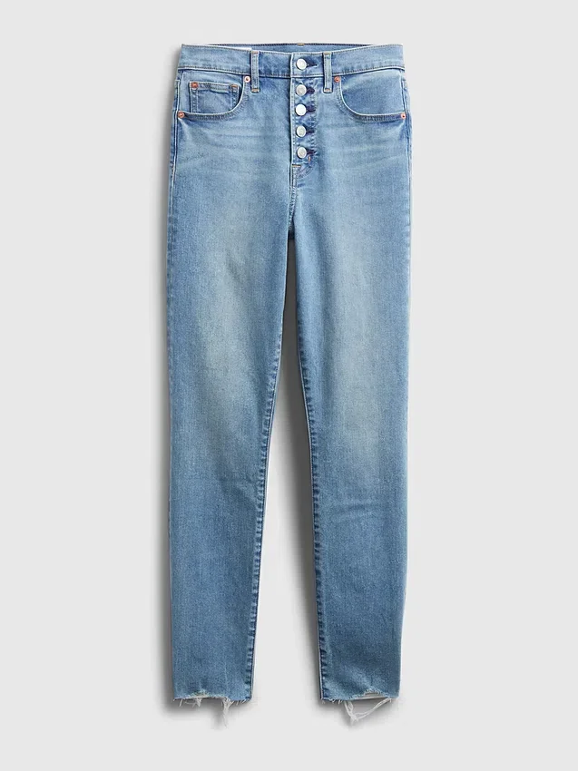 Dżinsy typu true skinny z wysokim stanem i ukrytymi kieszeniami wygładzającymi sylwetkę
