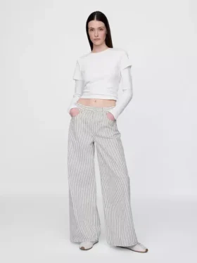 Dżinsy z paskami w stylu baggy o średnim stanie