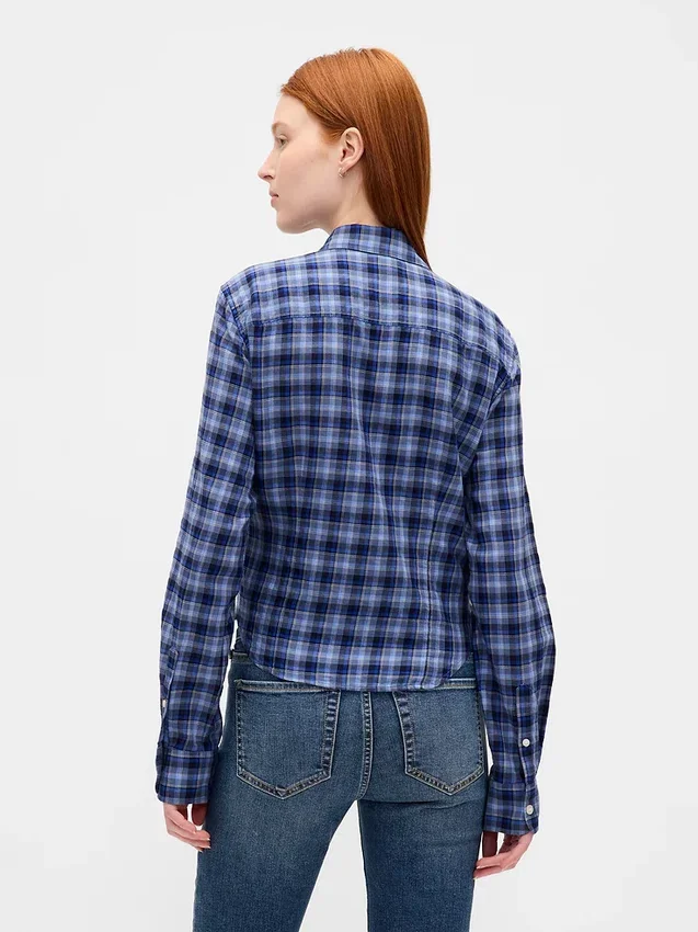 Dopasowana flanelowa koszula w kratę
