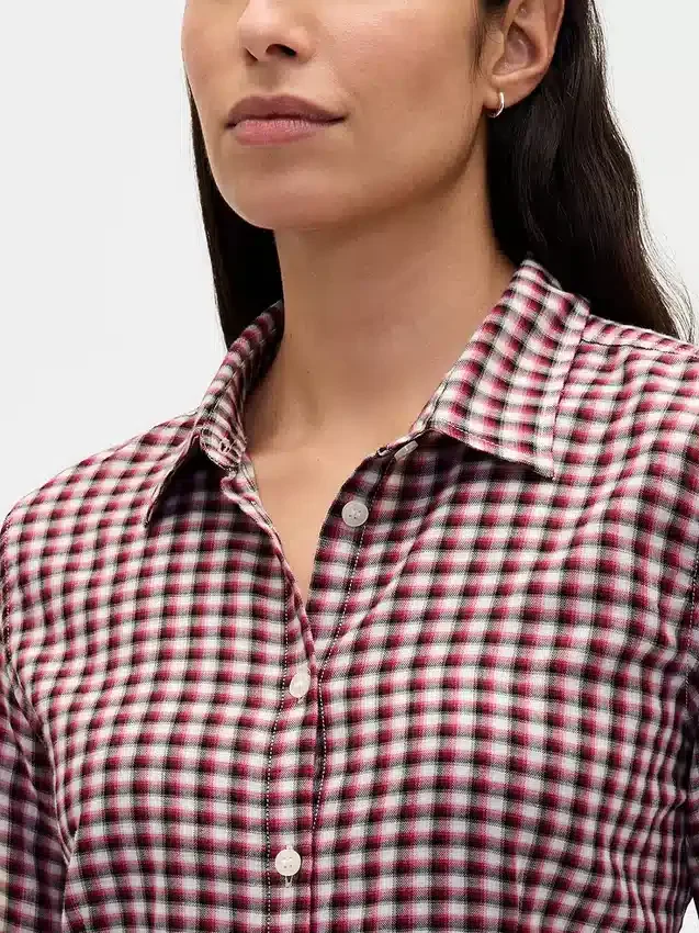 Dopasowana flanelowa koszula w kratę