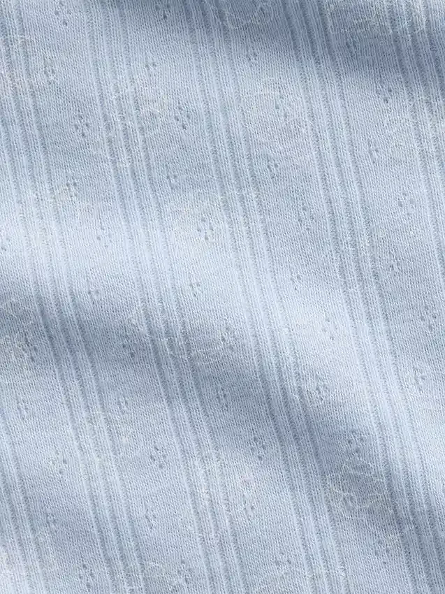 Dopasowany T-shirt dziecięcy z dzianiny prążkowanej typu pointelle