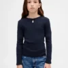 Dopasowany T-shirt dziecięcy z kokardką przy dekolcie