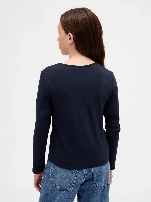 Dopasowany T-shirt dziecięcy z kokardką przy dekolcie