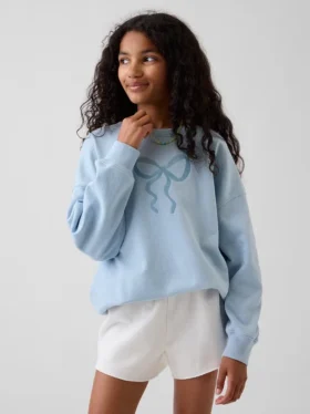 Dziecięca bluza oversize z nadrukiem z tkaniny frotte Vintagesoft