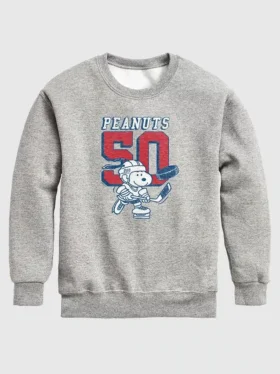 Dziecięca bluza polarowa z okrągłym dekoltem „Peanuts Snoopy Hockey”