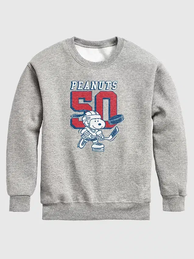 Dziecięca bluza polarowa z okrągłym dekoltem „Peanuts Snoopy Hockey”