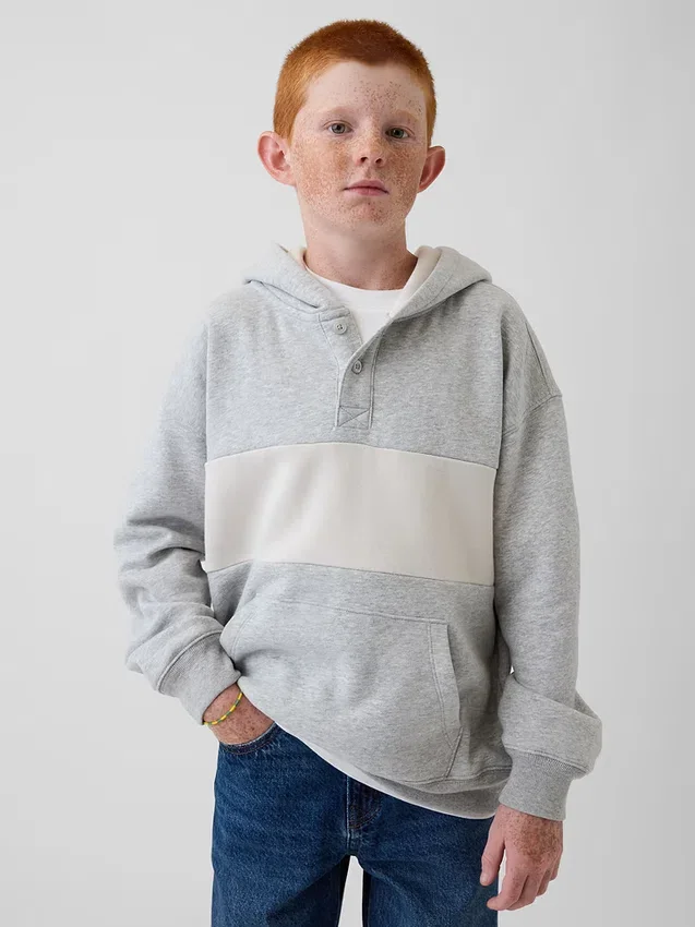 Dziecięca bluza z kapturem typu Henley Vintagesoft o luźnym kroju