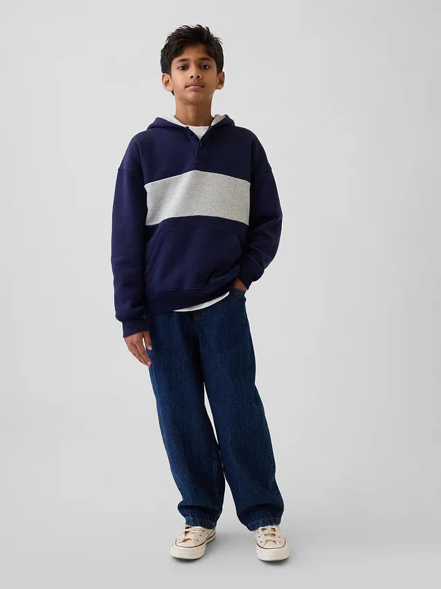Dziecięca bluza z kapturem typu Henley Vintagesoft o luźnym kroju