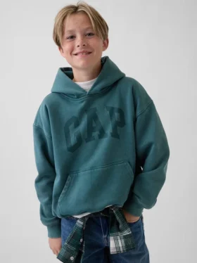 Dziecięca bluza z kapturem Vintagesoft o luźnym kroju z logo