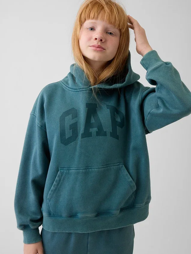 Dziecięca bluza z kapturem Vintagesoft o luźnym kroju z logo