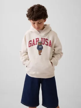 Dziecięca bluza z kapturem Vintagesoft o luźnym kroju z logo Brannan Bear