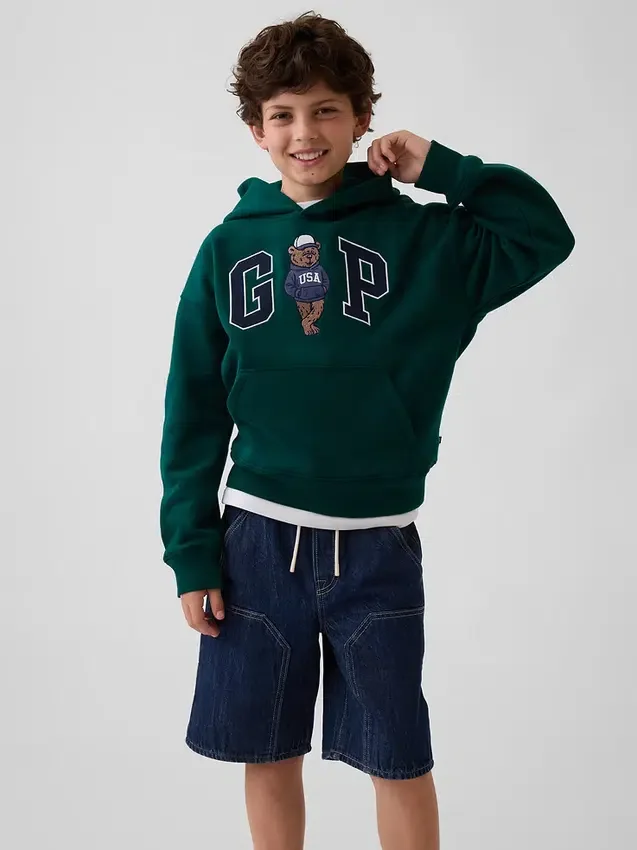 Dziecięca bluza z kapturem Vintagesoft o luźnym kroju z logo Brannan Bear