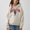 Dziecięca bluza z kapturem Vintagesoft o luźnym kroju z logo Brannan Bear