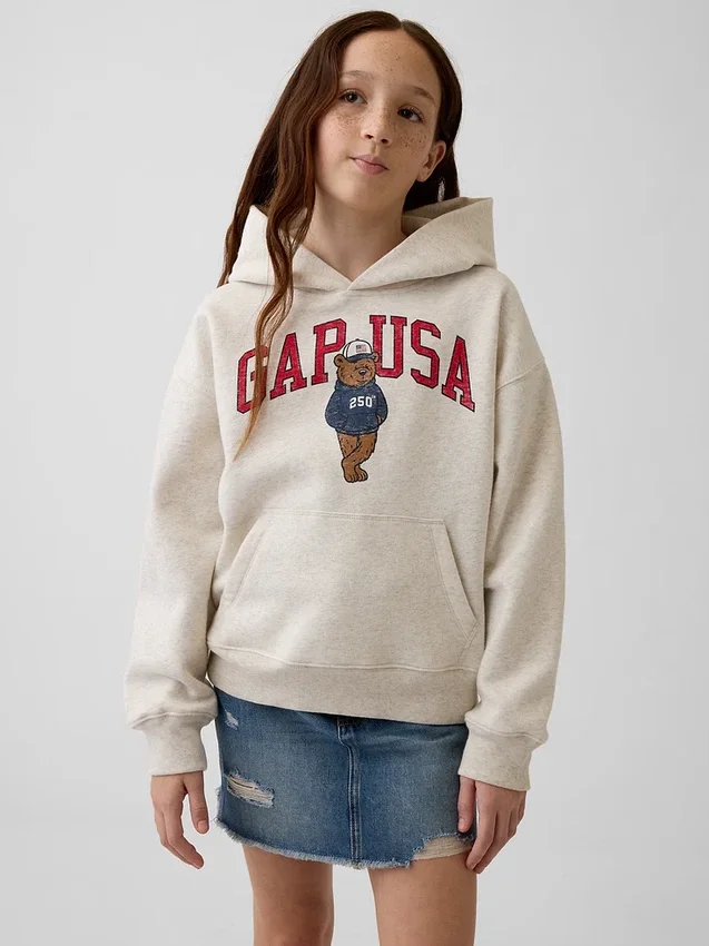 Dziecięca bluza z kapturem Vintagesoft o luźnym kroju z logo Brannan Bear