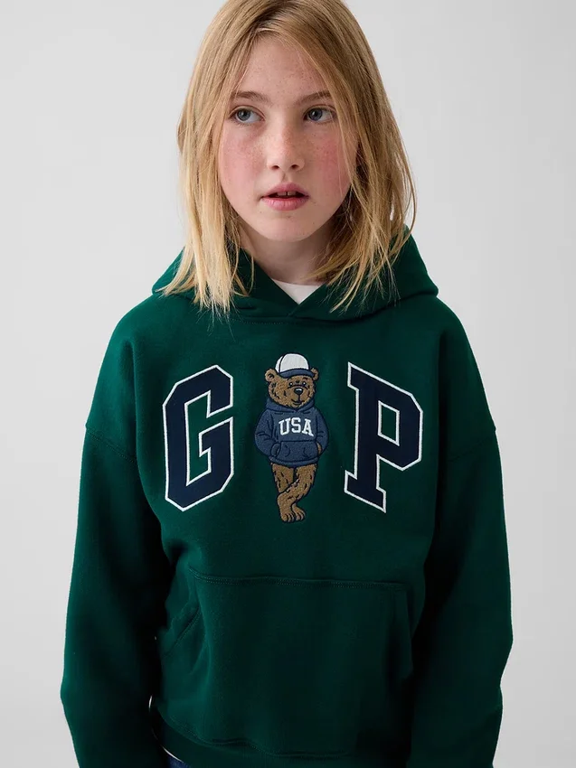 Dziecięca bluza z kapturem Vintagesoft o luźnym kroju z logo Brannan Bear