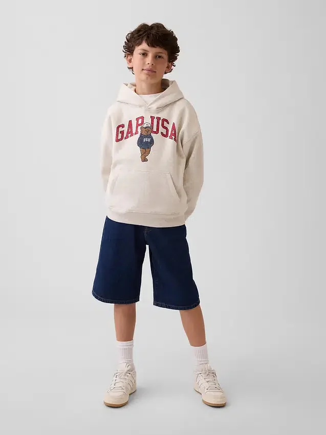 Dziecięca bluza z kapturem Vintagesoft o luźnym kroju z logo Brannan Bear