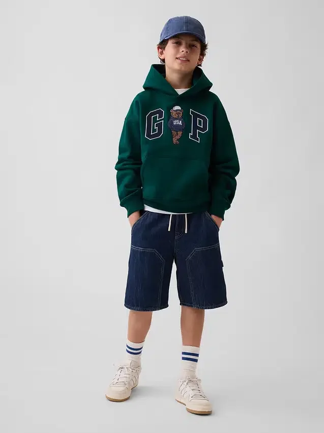 Dziecięca bluza z kapturem Vintagesoft o luźnym kroju z logo Brannan Bear