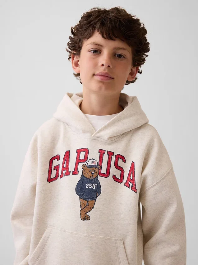 Dziecięca bluza z kapturem Vintagesoft o luźnym kroju z logo Brannan Bear