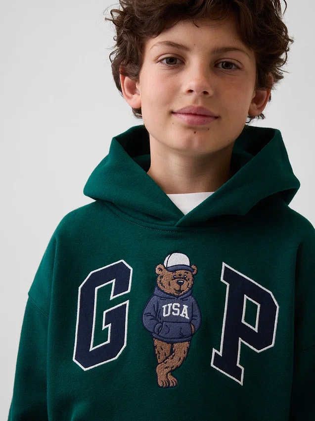 Dziecięca bluza z kapturem Vintagesoft o luźnym kroju z logo Brannan Bear