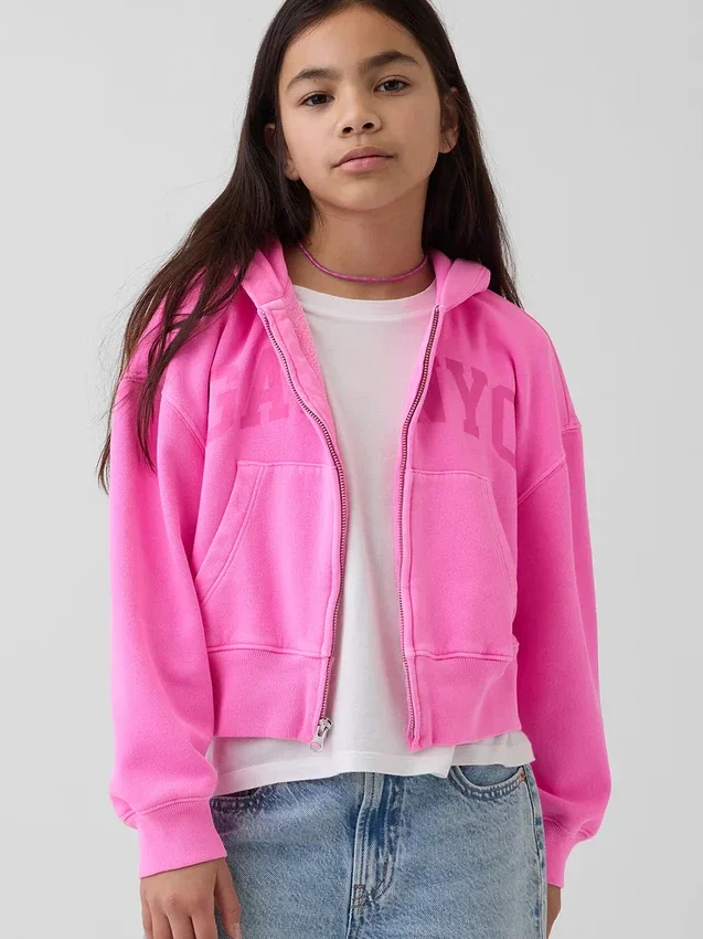 Dziecięca bluza z kapturem Vintagesoft Oversized Logo Zip