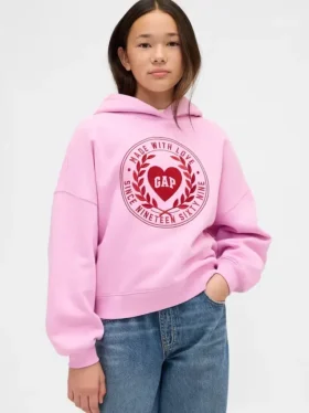 Dziecięca bluza z kapturem Vintagesoft z oversize'owym logo w kształcie serca