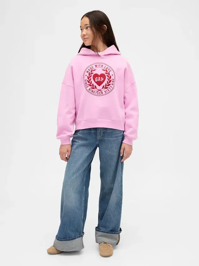 Dziecięca bluza z kapturem Vintagesoft z oversize'owym logo w kształcie serca