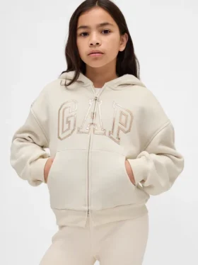 Dziecięca bluza z kapturem z podszewką z polaru Sherpa i nadrukiem logo
