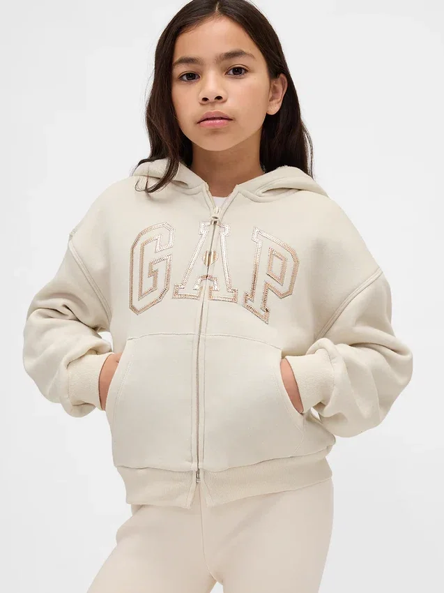 Dziecięca bluza z kapturem z podszewką z polaru Sherpa i nadrukiem logo