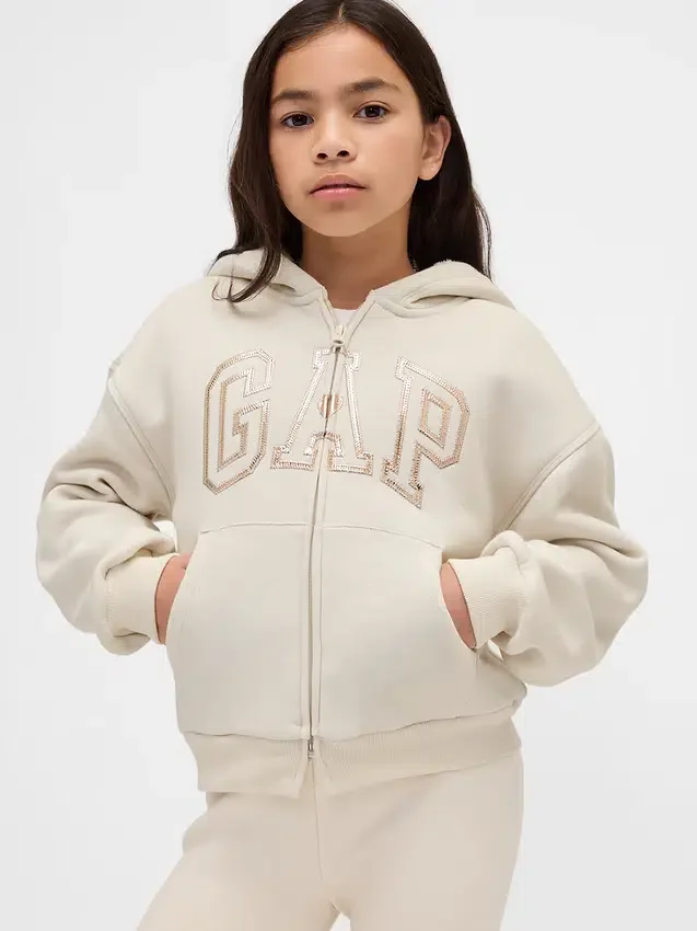 Dziecięca bluza z kapturem z podszewką z polaru Sherpa i nadrukiem logo