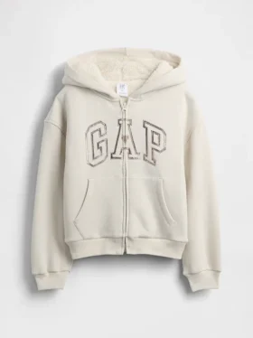 Dziecięca bluza z kapturem z podszewką z polaru Sherpa i nadrukiem logo