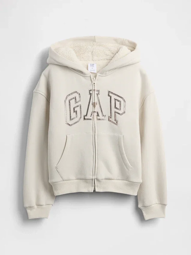 Dziecięca bluza z kapturem z podszewką z polaru Sherpa i nadrukiem logo