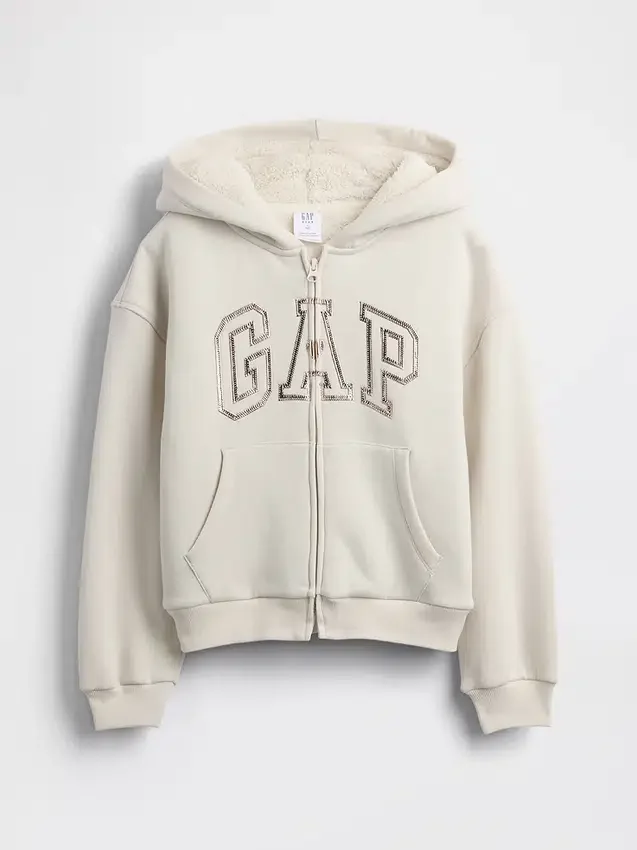 Dziecięca bluza z kapturem z podszewką z polaru Sherpa i nadrukiem logo