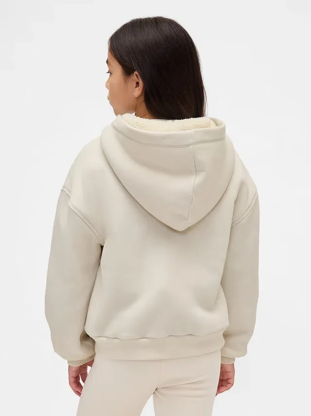 Dziecięca bluza z kapturem z podszewką z polaru Sherpa i nadrukiem logo