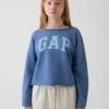 Dziecięca bluza z logo Vintagesoft z frotte o szerokim dekolcie