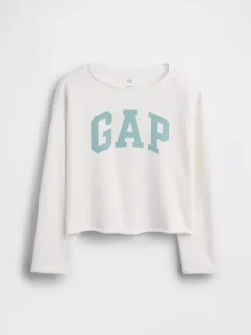 Dziecięca bluza z logo Vintagesoft z frotte o szerokim dekolcie