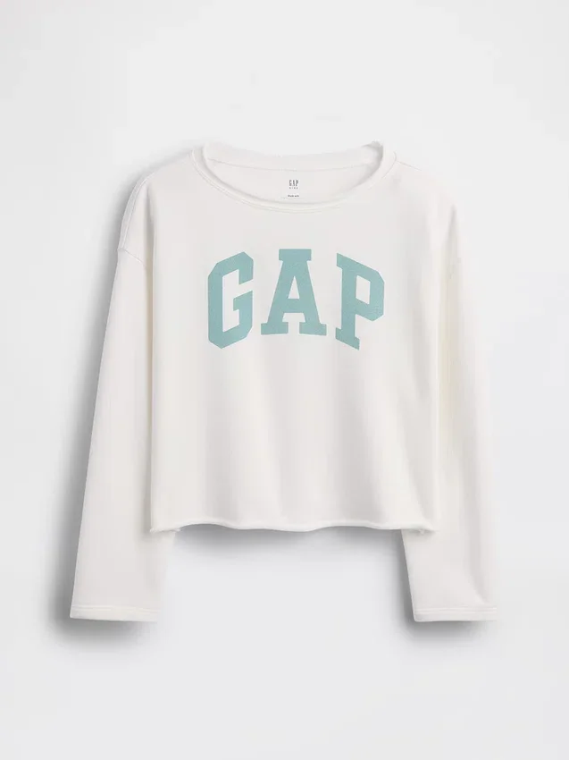 Dziecięca bluza z logo Vintagesoft z frotte o szerokim dekolcie