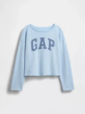 Dziecięca bluza z logo Vintagesoft z frotte o szerokim dekolcie