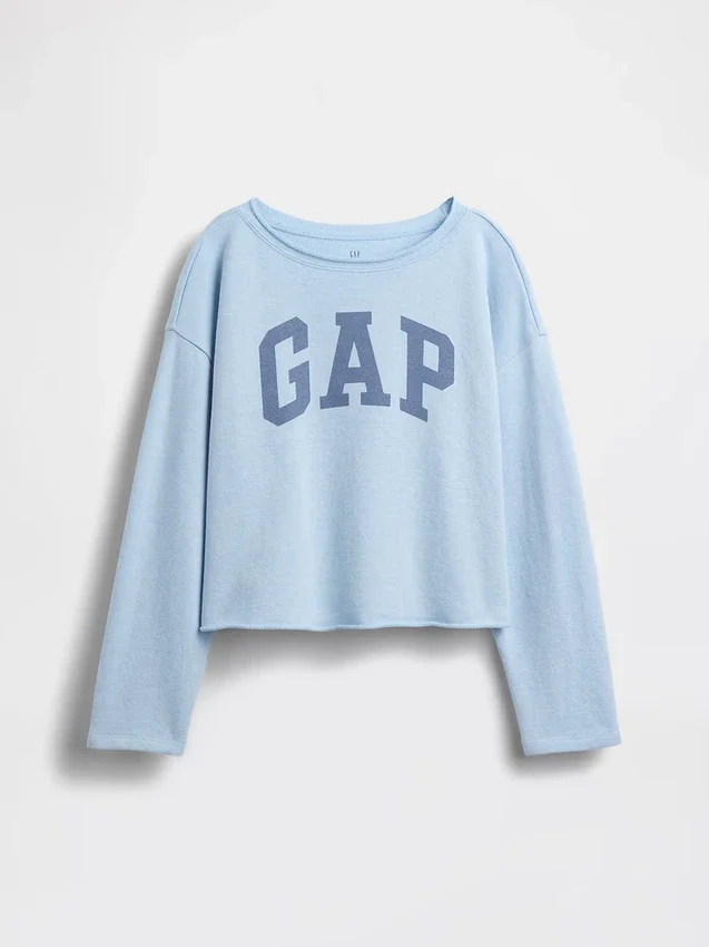 Dziecięca bluza z logo Vintagesoft z frotte o szerokim dekolcie