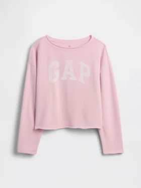 Dziecięca bluza z logo Vintagesoft z frotte o szerokim dekolcie