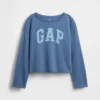 Dziecięca bluza z logo Vintagesoft z frotte o szerokim dekolcie