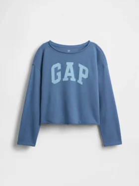 Dziecięca bluza z logo Vintagesoft z frotte o szerokim dekolcie