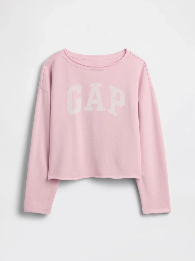 Dziecięca bluza z logo Vintagesoft z frotte o szerokim dekolcie