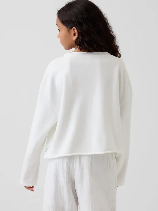 Dziecięca bluza z logo Vintagesoft z frotte o szerokim dekolcie