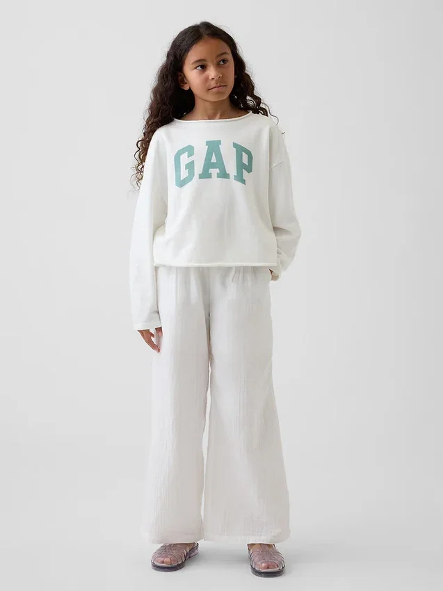 Dziecięca bluza z logo Vintagesoft z frotte o szerokim dekolcie