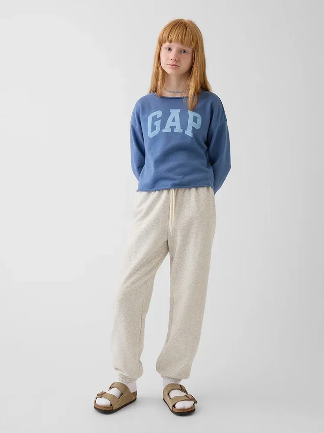 Dziecięca bluza z logo Vintagesoft z frotte o szerokim dekolcie