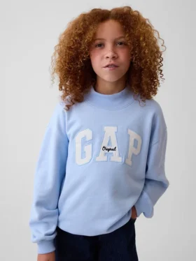 Dziecięca bluza z logo Vintagesoft z wysokim kołnierzem w stylu oversize