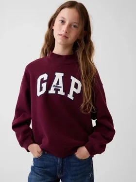 Dziecięca bluza z logo Vintagesoft z wysokim kołnierzem w stylu oversize