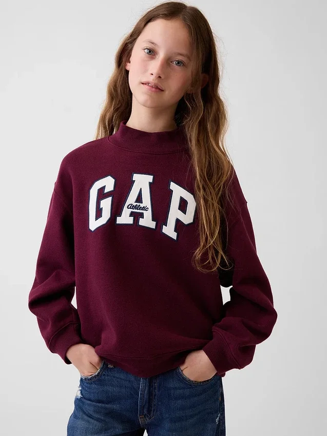 Dziecięca bluza z logo Vintagesoft z wysokim kołnierzem w stylu oversize
